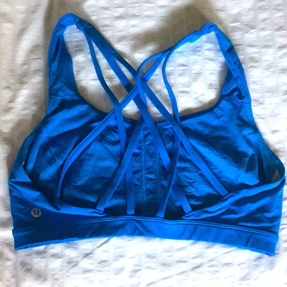 Lululemon Athletic Sports Bra with Strappy Design, Blue, Size 8